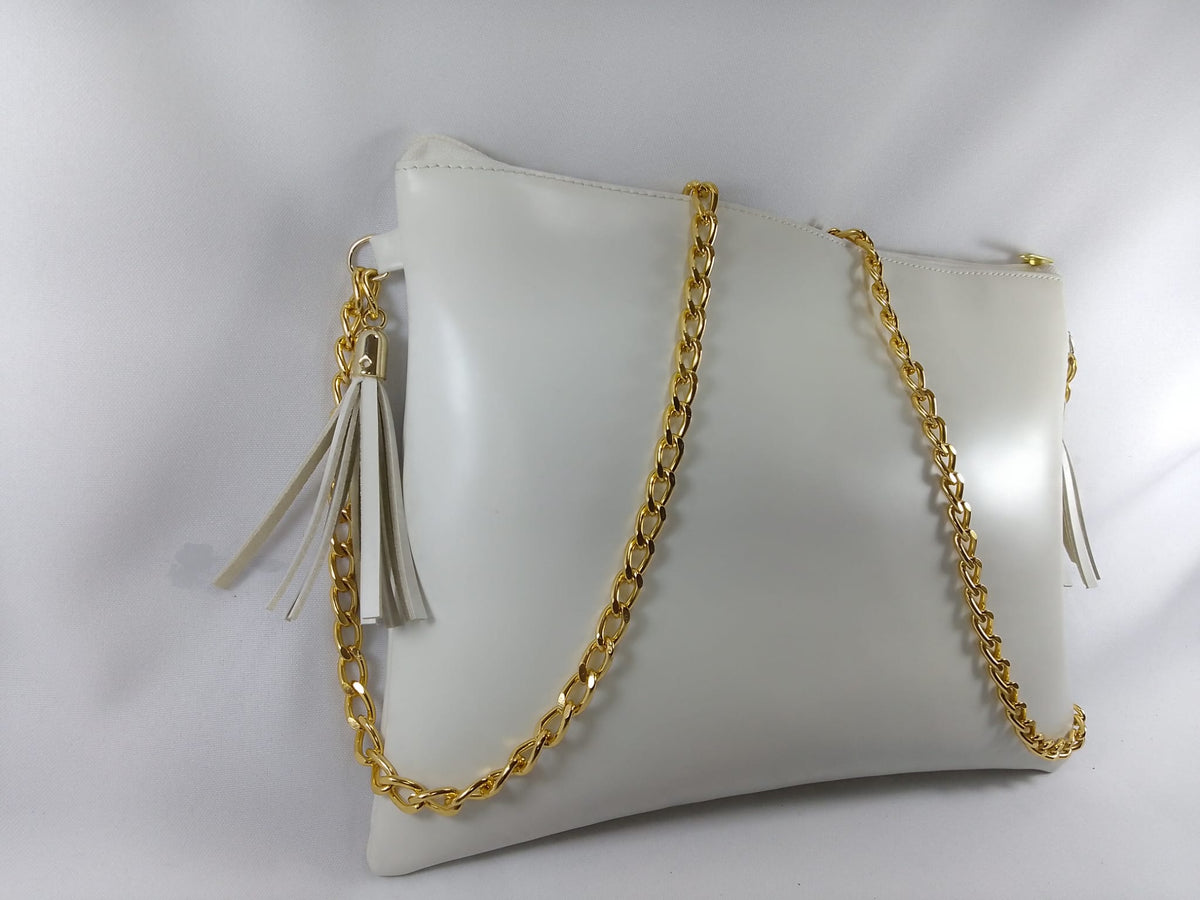 Bolso de piel color blanco marca piel Guerrero