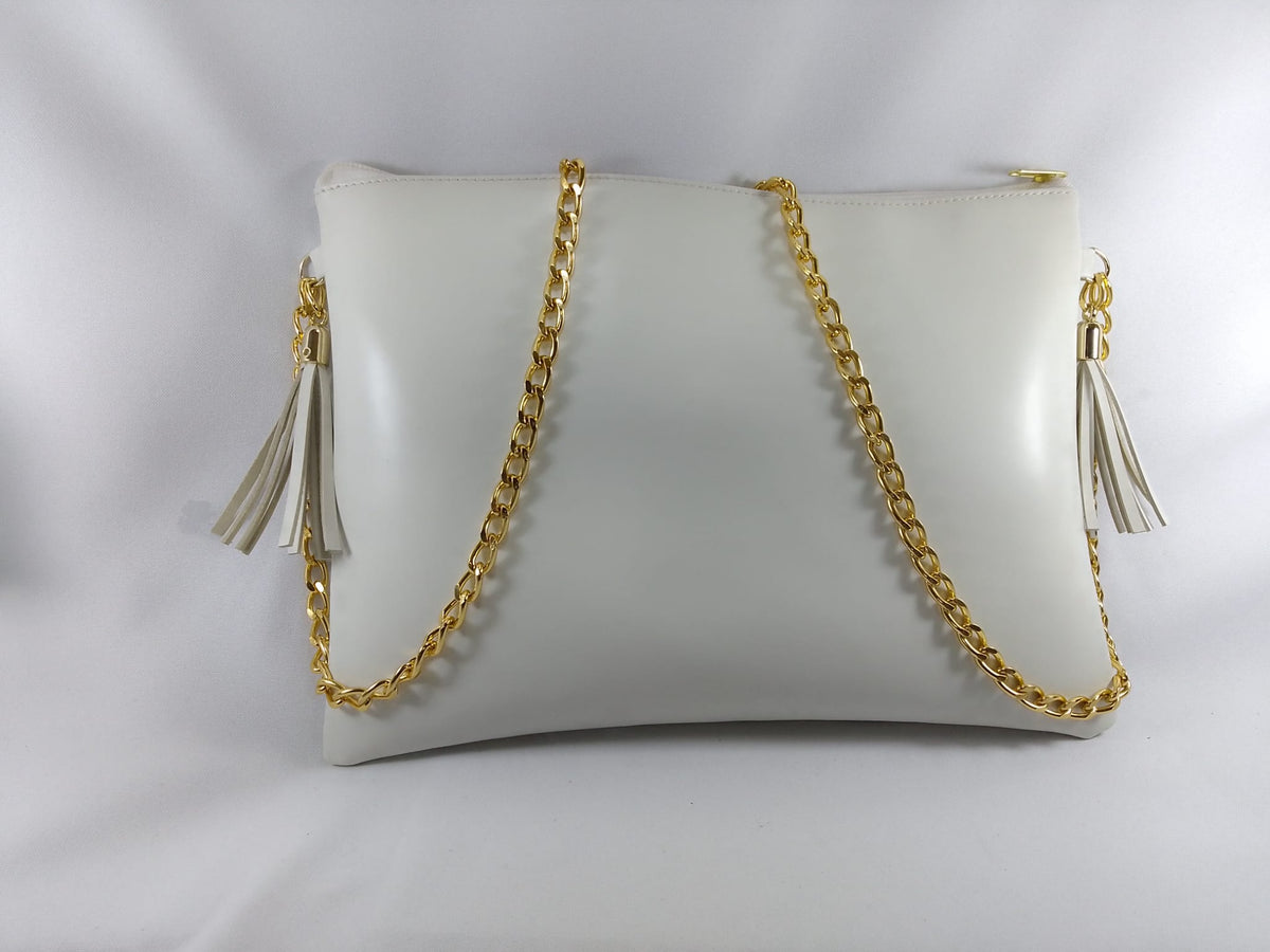 Bolso de piel color blanco marca piel Guerrero
