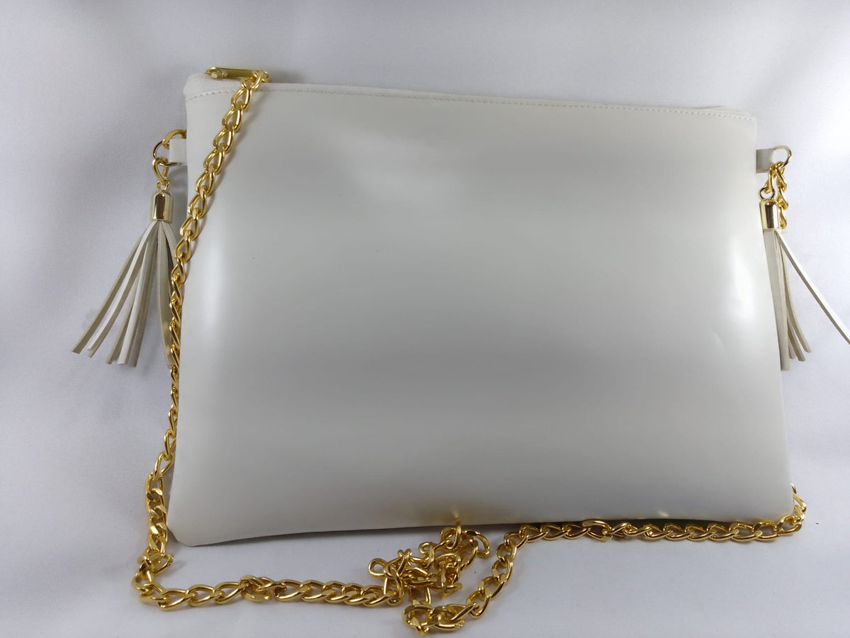 Bolso de piel color blanco marca piel Guerrero