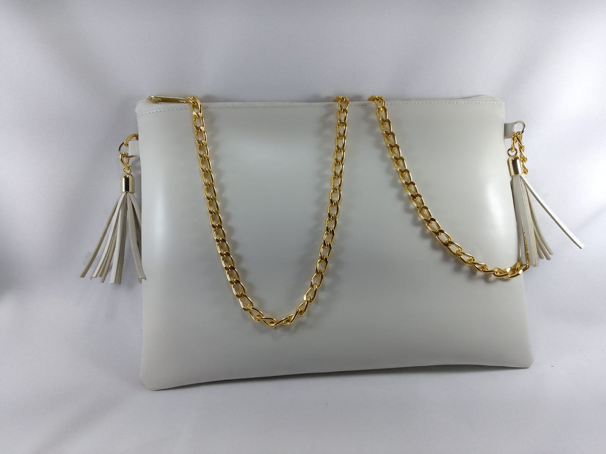 Bolso de piel color blanco marca piel Guerrero