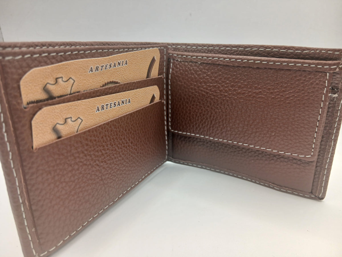 Cartera de piel 423 color marrón marca piel Guerrero