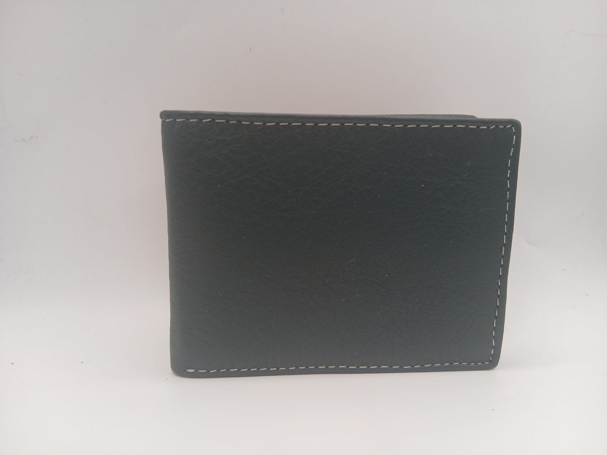 Cartera de piel 423 color verde marca piel Guerrero