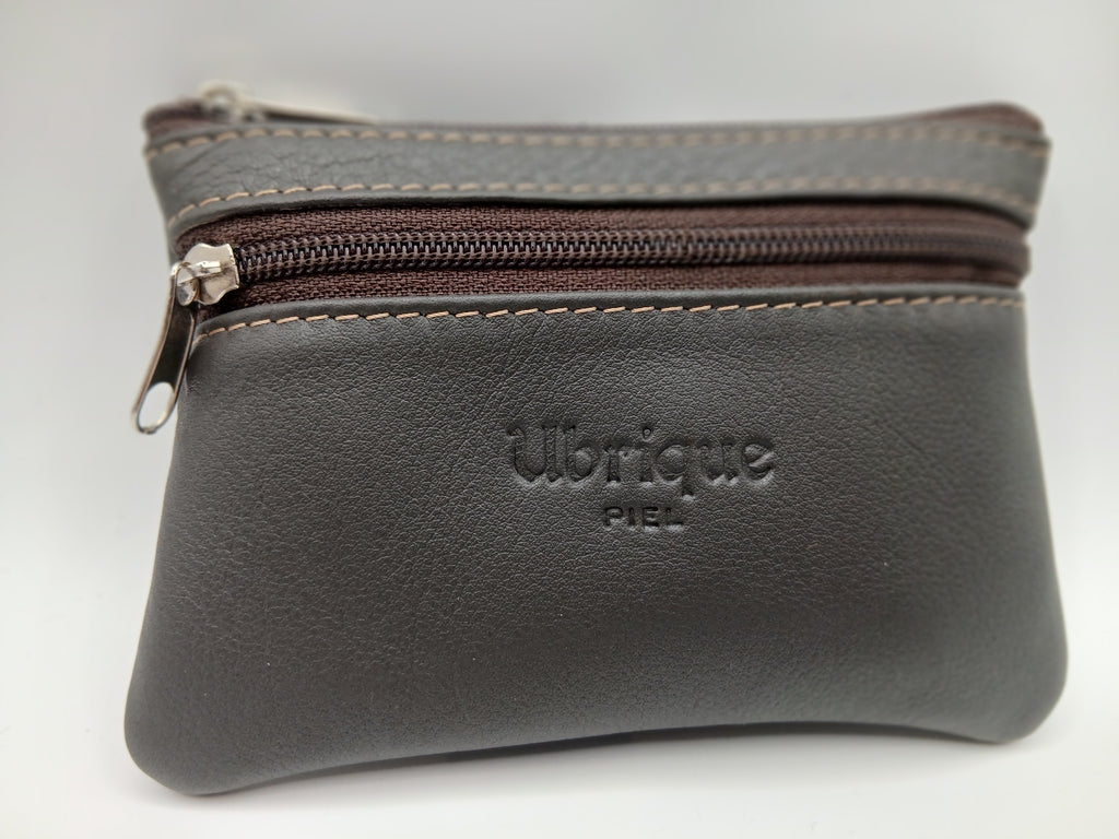 Monedero cremallera color marron marca piel Guerrero