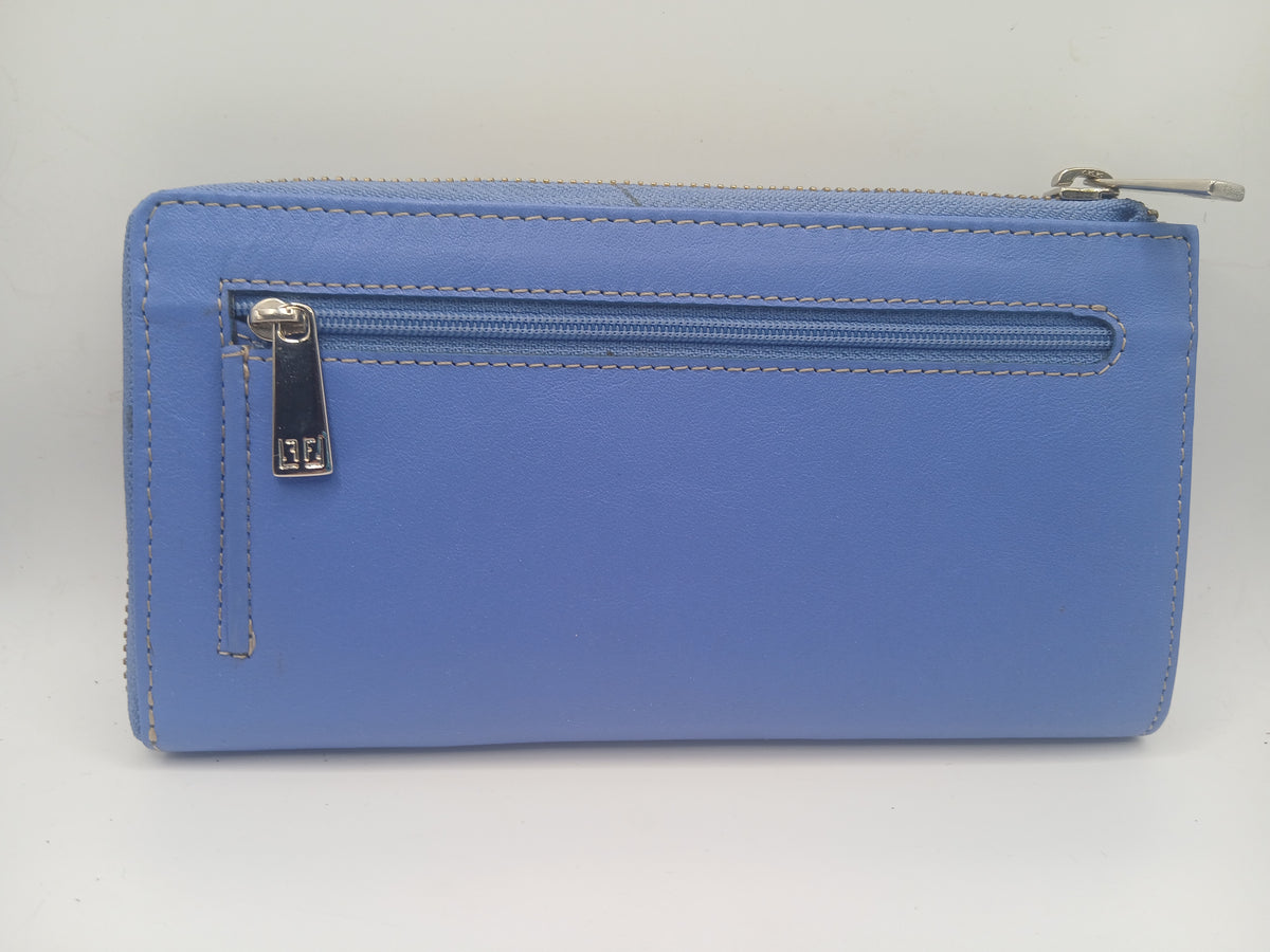 Billeteras de piel color Celeste marca Fasino