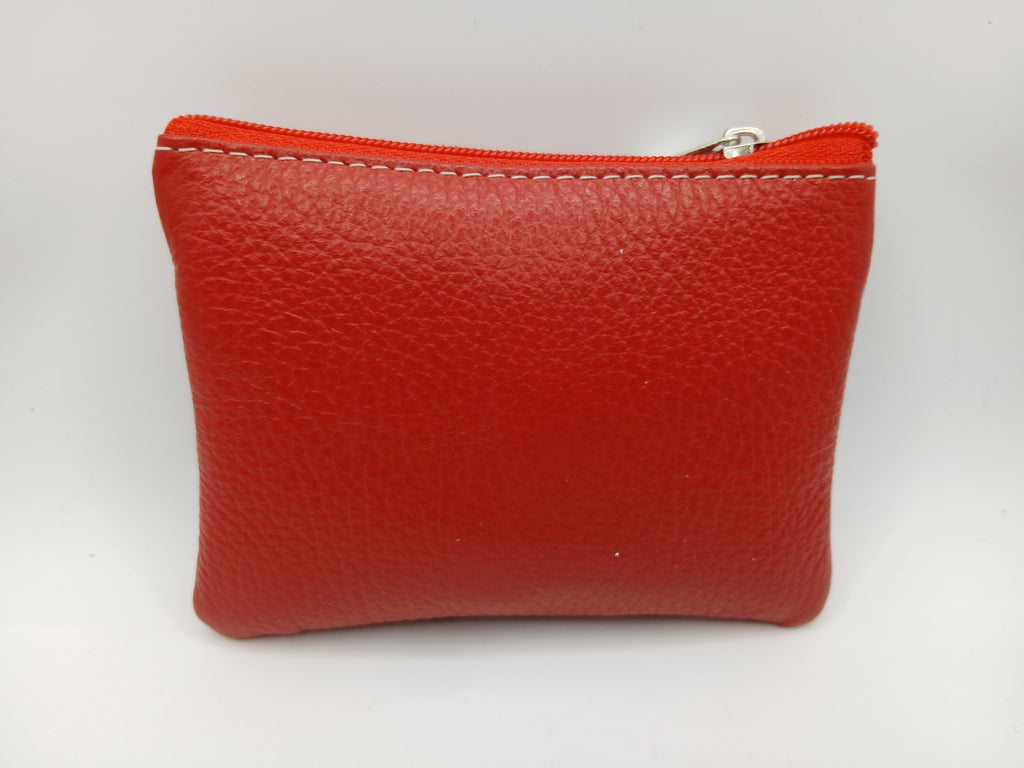 Monedero cremallera color rojo piel Guerrero