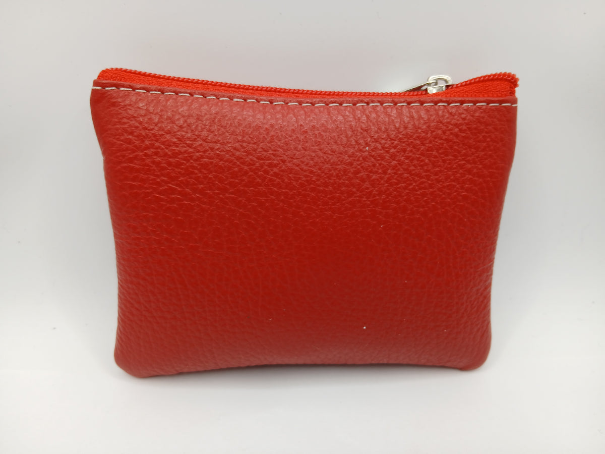 Monedero cremallera color rojo piel Guerrero