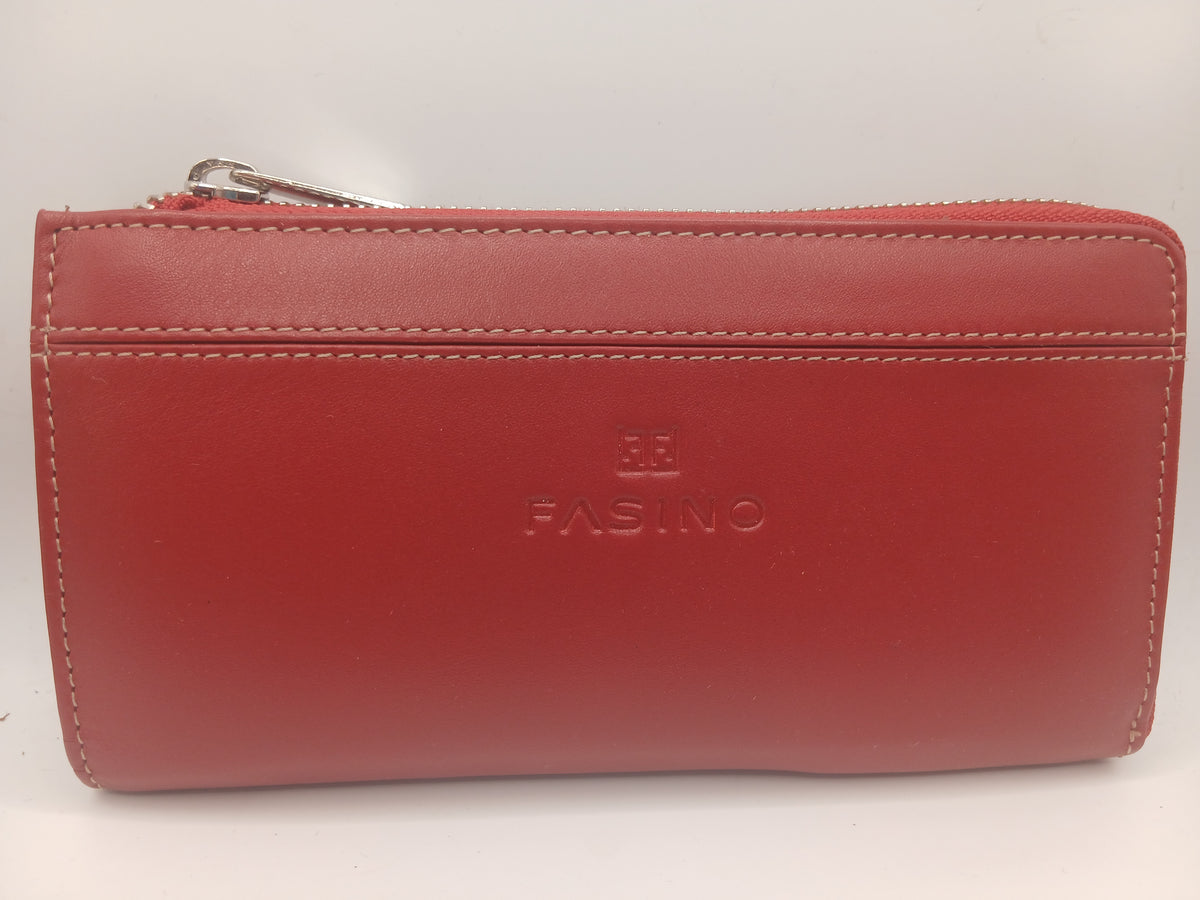Billeteras de piel color rojo marca Fasino
