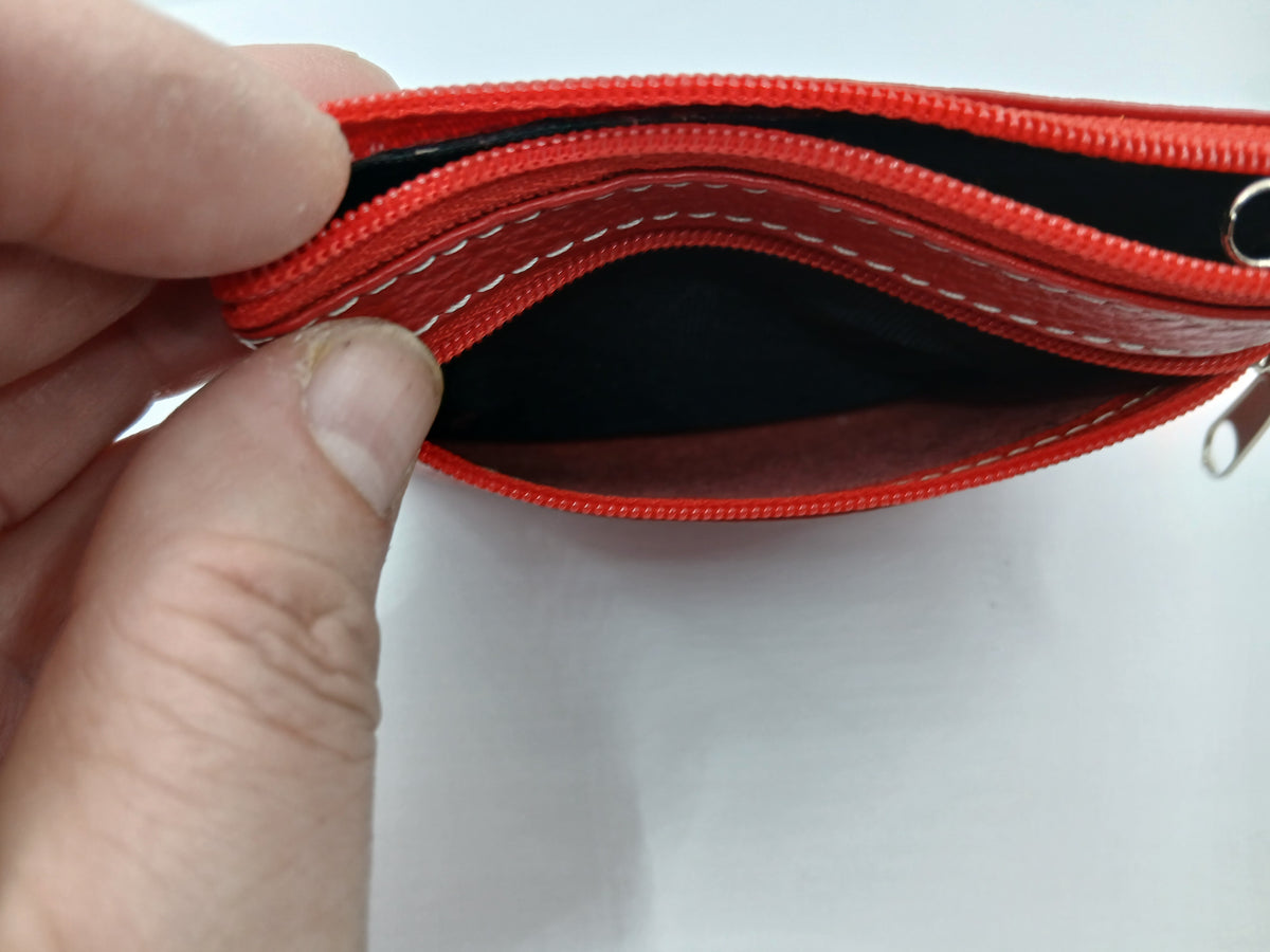Monedero cremallera color rojo piel Guerrero