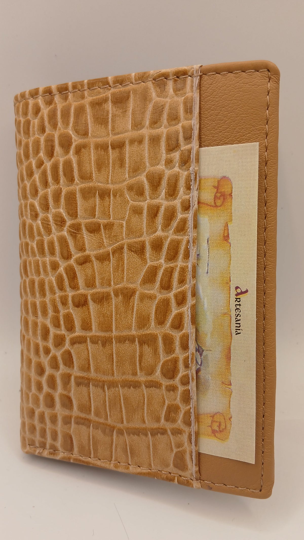Cartera de piel 460 color cuero marca piel Guerrero