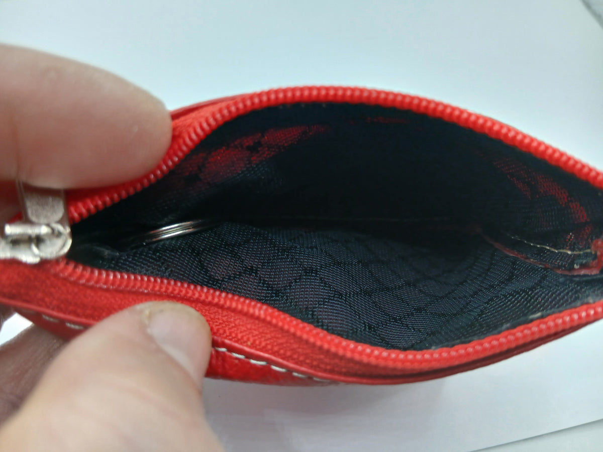 Monedero cremallera color rojo piel Guerrero