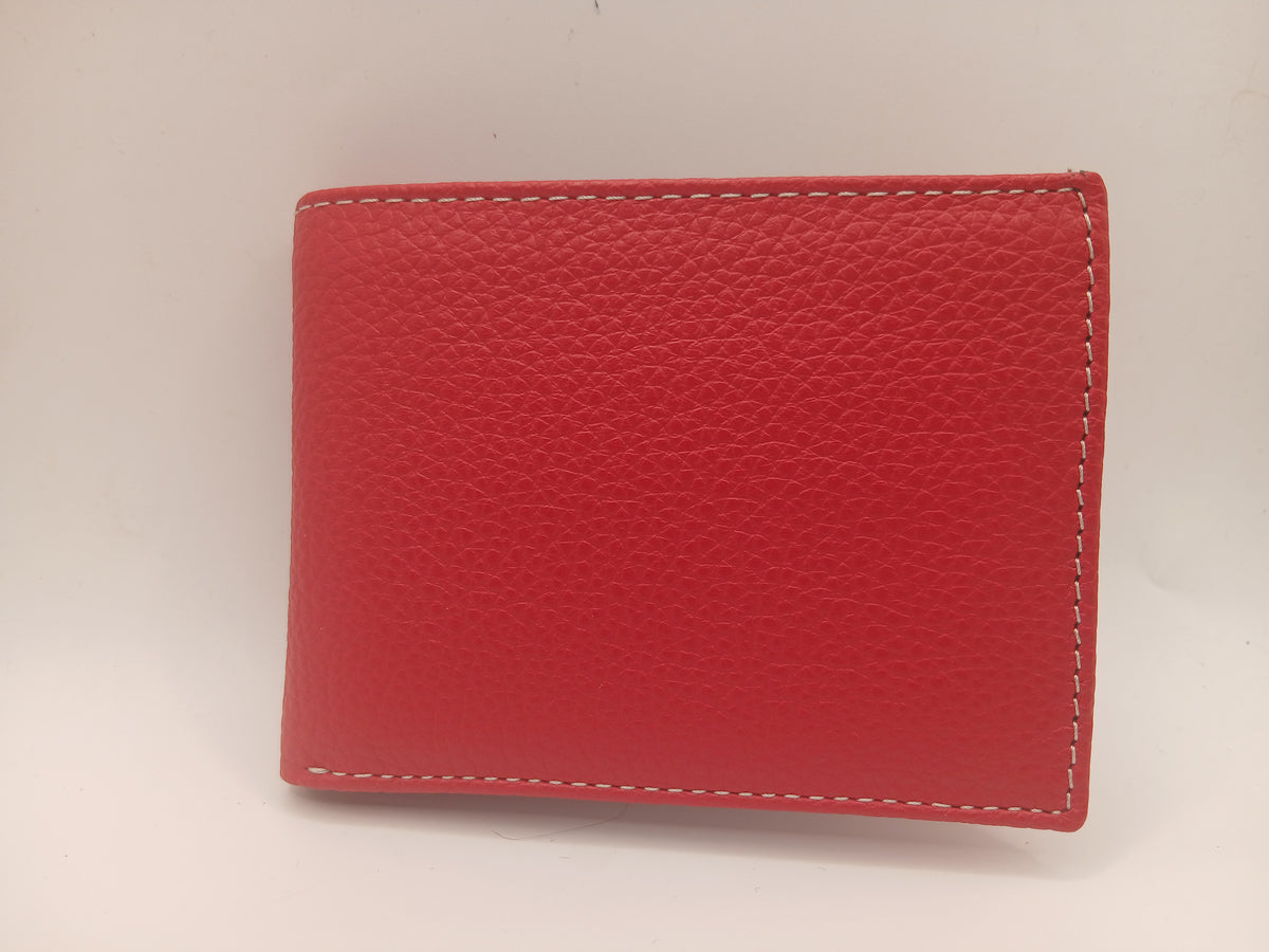 Cartera de piel 423 color rojo marca piel Guerrero